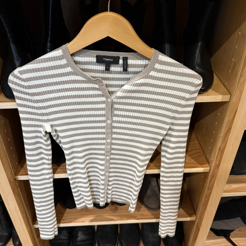 Theory Striped Cardigan Sweater XS
